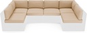 SUNCROWN Outdoor 14-Piece Replacement Cushions for Patio Furniture, Water-Resistant Cushion for 6-seat Patio Sectional Conversation Set, Liner&Cover(Brown)
