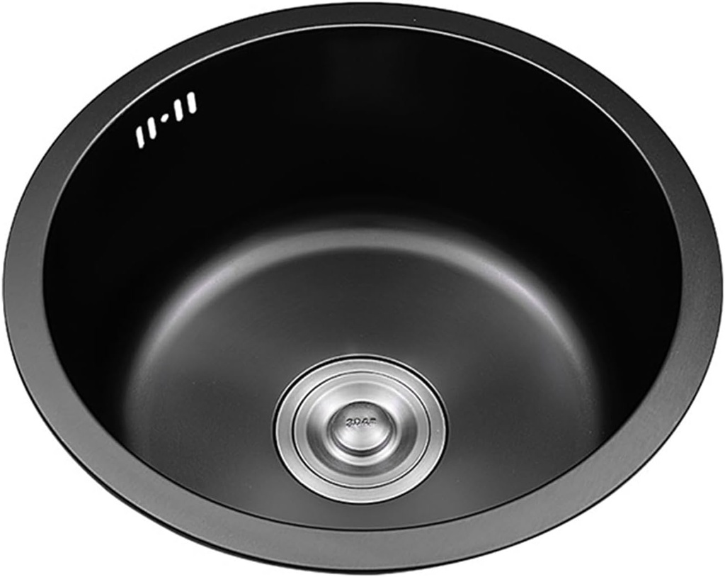 Black Round RV Sink 13 Inch Undermount Kitchen Single Bowl Sink, SUS304 Stainless Steel Bar Counter Small Sinks With Accessories (Black, 12.6x12.6in)