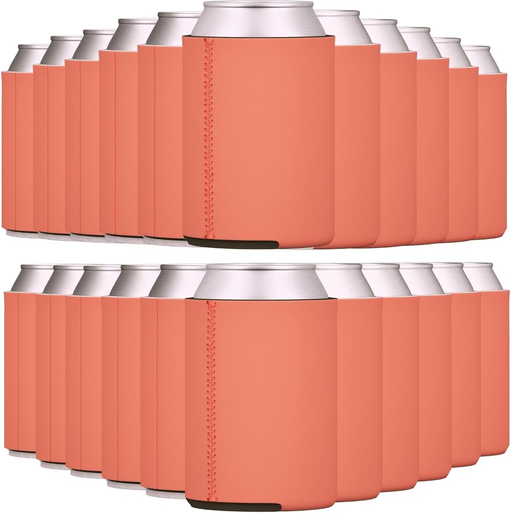 TahoeBay Neoprene Can Coolers (25-Pack) Standard 12 Ounce Cans Blank Beer Sleeves (Coral)
