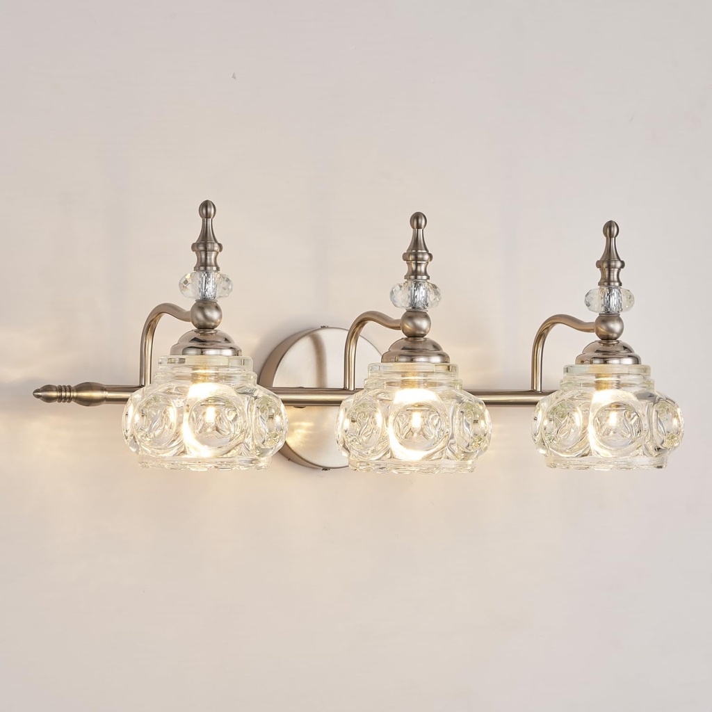 Brushed Nickel Bathroom Vanity Light Fixtures Modern 3-Light Vanity Lights Bathroom Lighting Fixtures Vintage Wall Sconces Light Living Room Vanity Lighting Fixtures Over Mirror