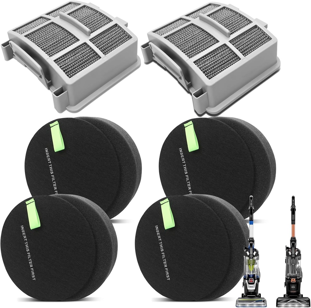 39883 Filters for Bissell Pet Hair Eraser 39883 3418 3774F 3409 3774 3774G 3775 3415 3404 3402 SurfaceSense Lift-Off Vacuums (2Filter+4Foam)