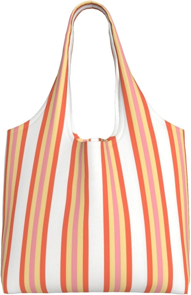 Colorful Stripes Canvas Tote Bags for Women Reusable Grocery Shopping Bag Handbag for Shopper Work Gifts