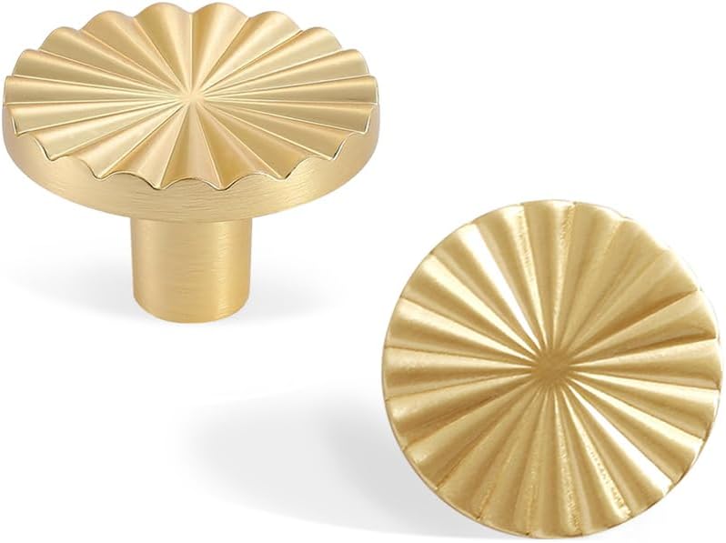Cabinet Knobs Gold Drawer Knobs 1.42 inch (36mm) Knobs for Dresser Drawers Zinc Alloy Cabinet Door Knobs (2, Gold)