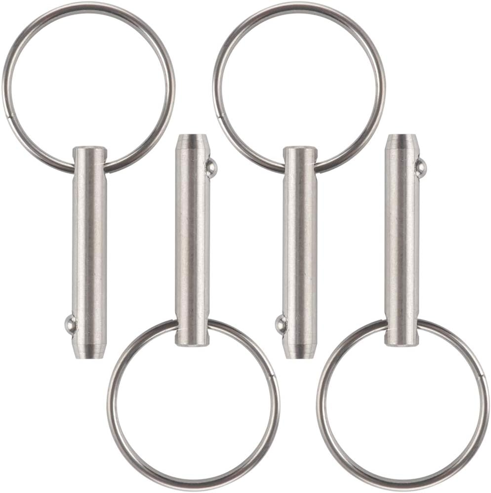 VTurboWay 4 Pcs Quick Release Pin 1/4" Diameter, Usable Length 1", Full 316 Stainless Steel, Bimini Top Pin, Marine Hardware, All Parts are Made of 316 Stainless Steel
