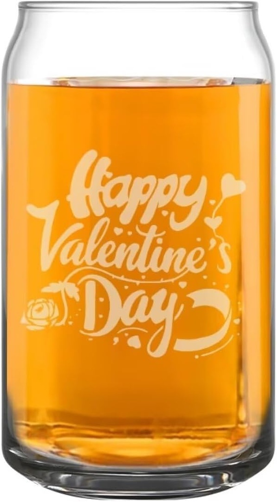 Flashideas Valentine's Day Can Shaped Beer Glass Tumbler Beer Glasses Base Cocktail, Water, Juice Glass 16oz Iced Tea Coffee Glasses Elegant Shaped Drinking Glasses is Ideal Gift