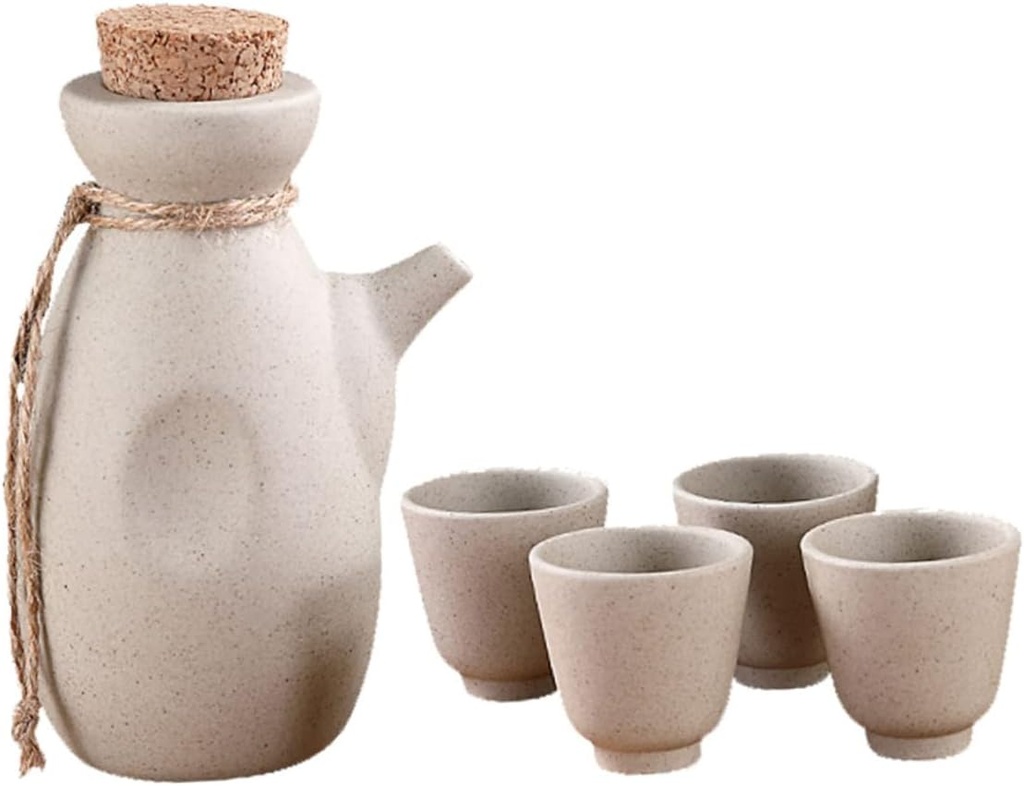 Japanese Sake Kettle Set Ceramic Wine Pot with Sake Cups Each Home Restaurants and Tea Houses Elegant Smooth Finish for Safe Use