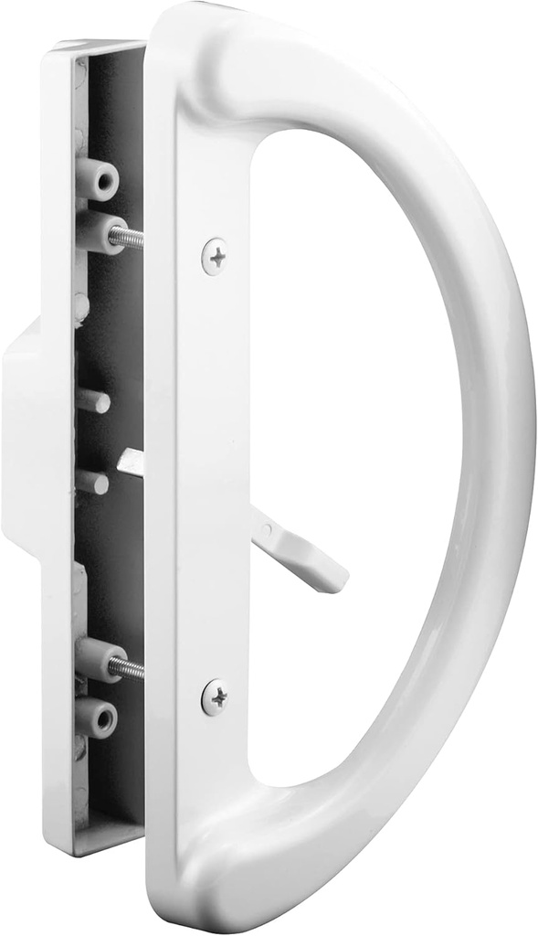 Prime-Line C 1225 Mortise Style Sliding Patio Door Handle Set - Replace Old or Damaged Door Handles Quickly and Easily – White Diecast, Non-Keyed, Fits 3-15/16” Hole Spacing (1 Set)