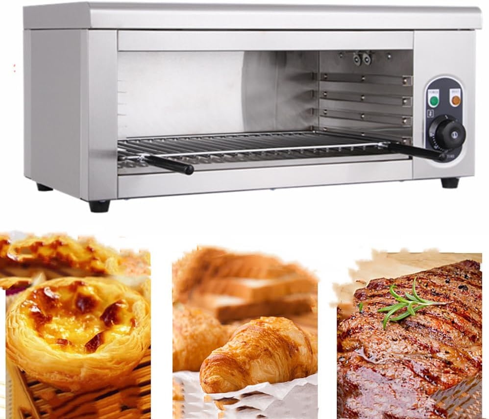 2000W Salamander Broiler, Electric Cheese Melter, Countertop BBQ Grill with 122-572°F Adjustable Temp & 4 Height, Commercial Cheesemelter Broiler, Stainless Steel Toaster Oven for Cheese Steak Meat