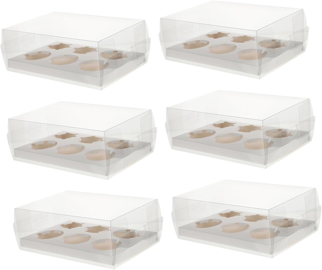 Reusable Baking Boxes Set of 6 Cupcake Containers for Cake Muffin and Dessert Packaging Ideal for Shops Bakeries and Home Use