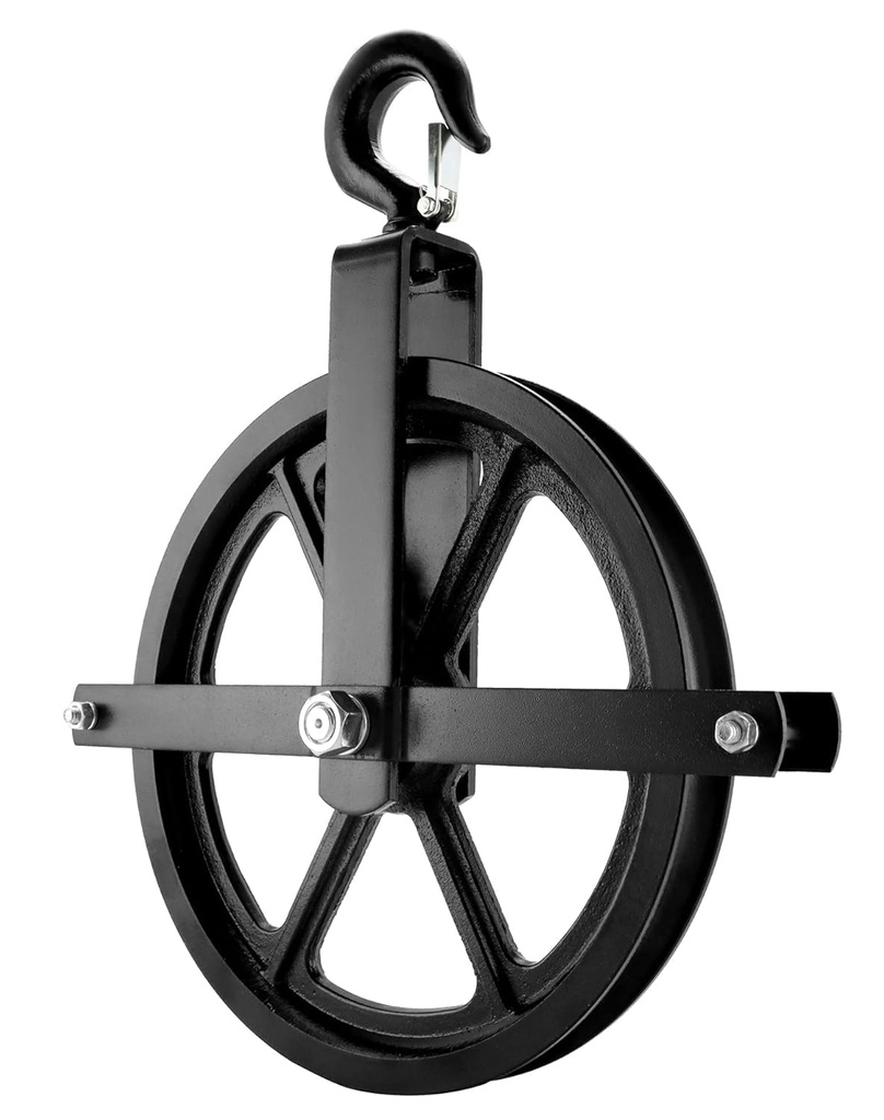 QWORK Scaffolding Wheels, 12" Aluminum Lifting Pulley, 1000 Lbs Ladder Hook Pulley Scaffold Hoist Pulley for Lifting with Rope
