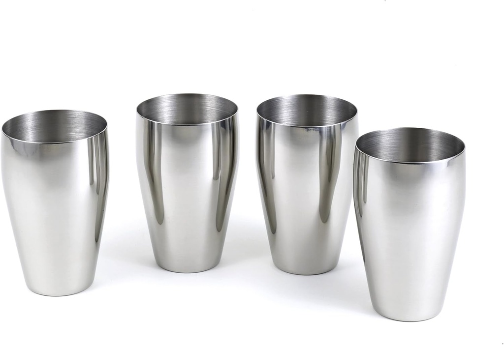 77334 4-Pc Brilliant Stainless Steel Drinking Glass/Tumbler/Pub Glass Set - Quality Drinkware for Your Enjoyment