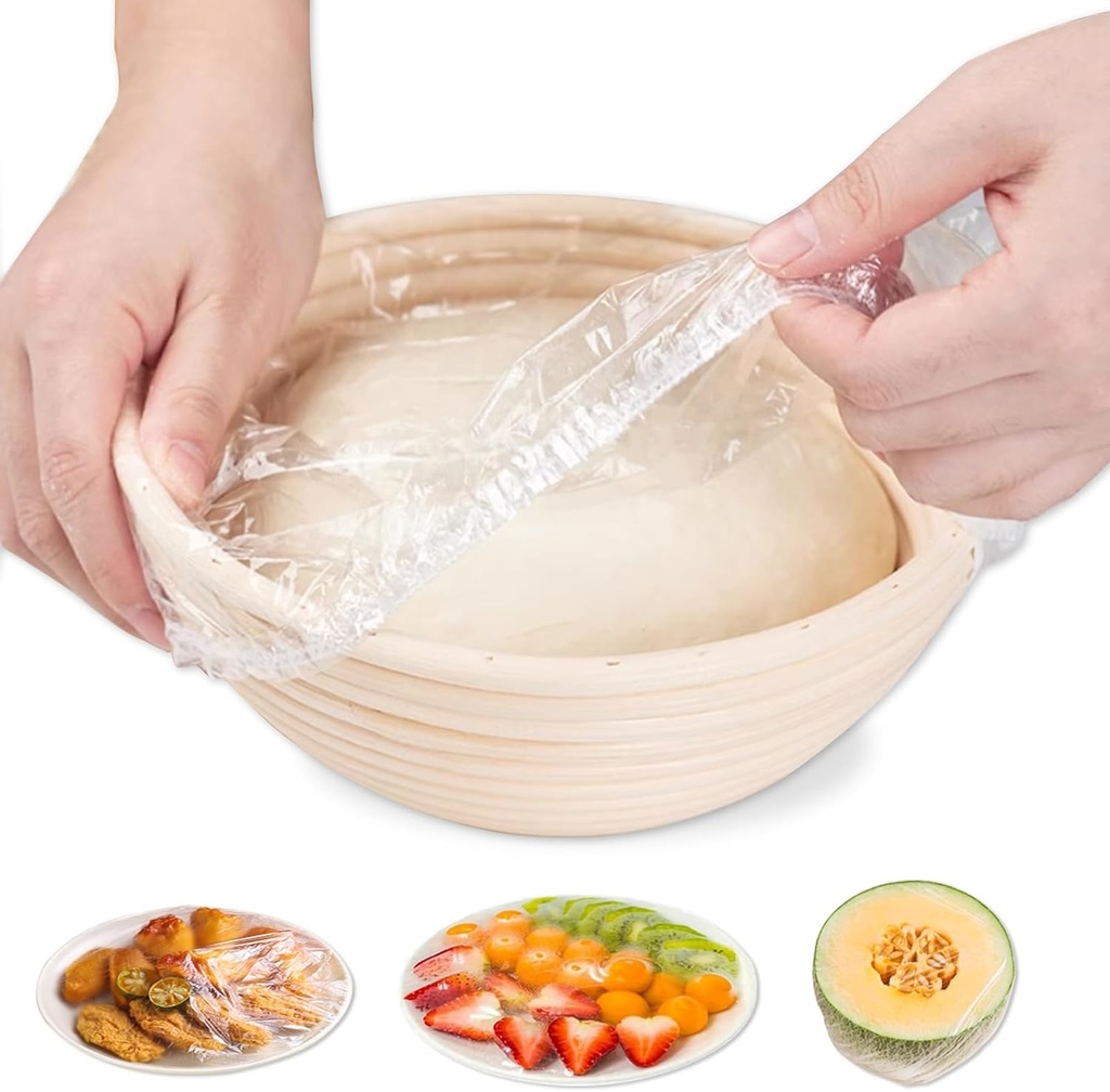 200 PCS Bowl Covers for Bread Proofing, Disposable Shower Caps for Sourdough Bread, Elastic Reusable, Plastic Covers for Bowls Food Cover, Keeps Food Fresh and Dust Away