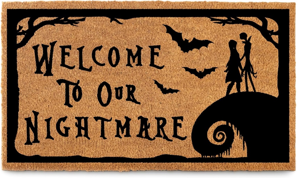 Nightmare Christmas Door Mat 30x17 Inch, Jack Door Mat for Covered Outdoor Area, Nightmare Christmas Doormat, Welcome Mat w/Non-Slip Backing
