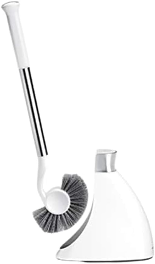 simplehuman Toilet Brush with Caddy, Stainless Steel, White