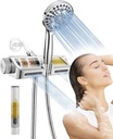 MakeFit Filtered Shower Head with Handheld Combo - Dual 2-in-1 Spa System with Massage Shower and 10 Modes Hand Held Shower High Pressure with Built in Power Wash Mode (Chrome)