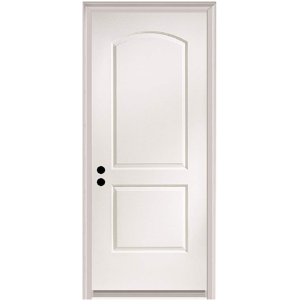 National Door Company ZZ364403R 20-Minute Fire Rated MDF Door, Primed, 2-Panel Archtop, Right-Hand In-Swing, 32"x80"