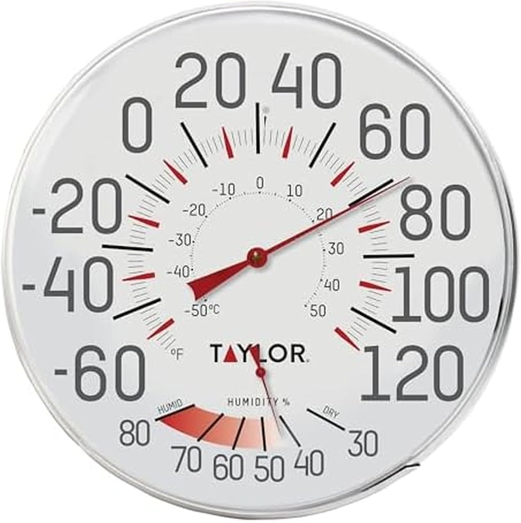 Taylor Precision Products Humidiguide Dial Thermometer (12-Inch), White, One Size