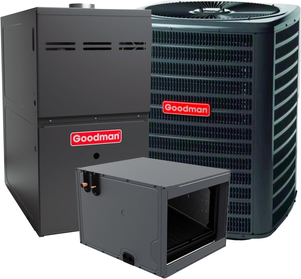 Goodman 2 TON 14.5 SEER2 Horizontal R-32 AC System with 80% AFUE 80k BTU furnace (GLXS4BA2410 condenser with GM9S800804BN furnace and CHPTA2426B3 coil)