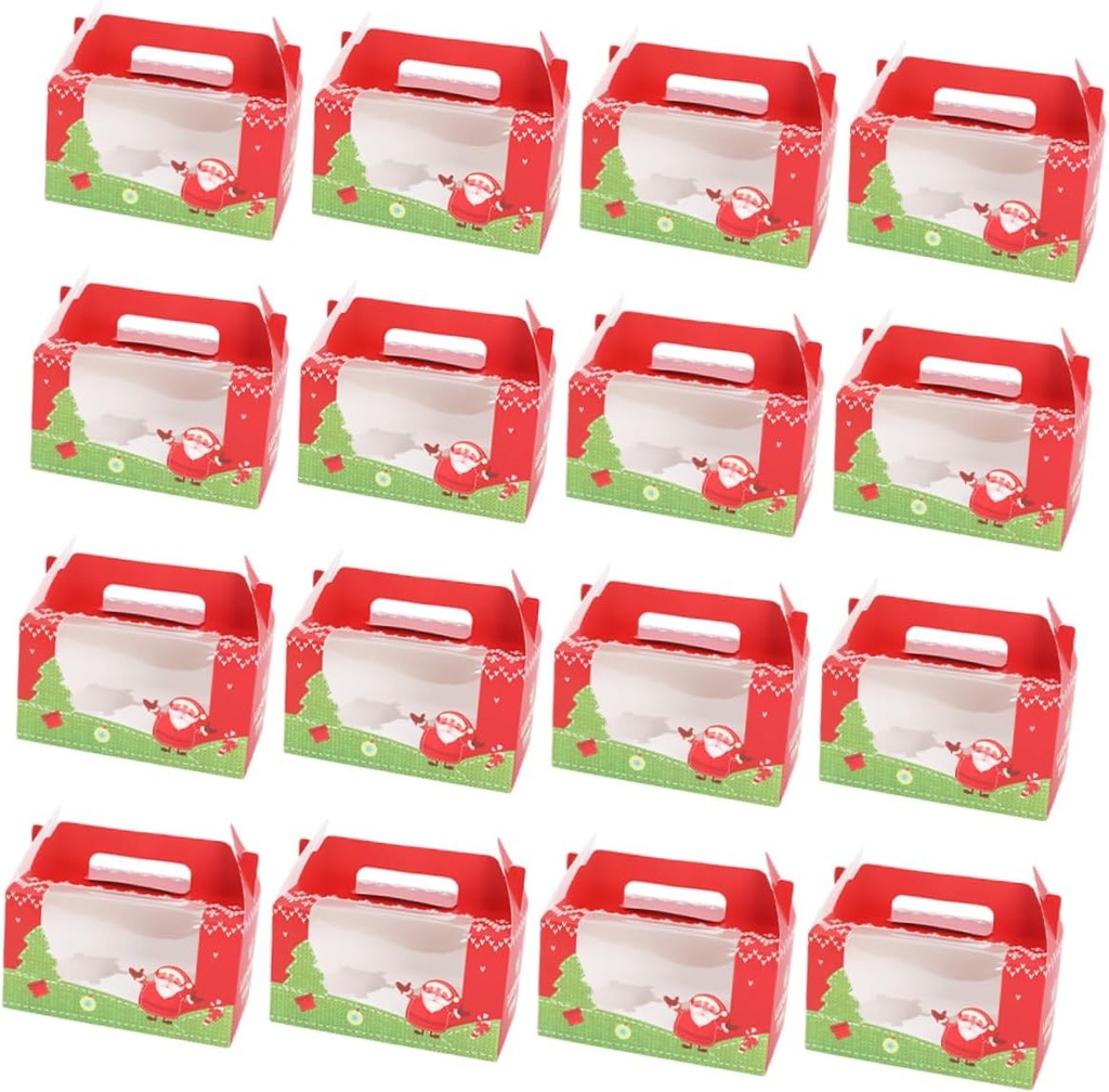Ciieeo 20pcs Window Cupcake Boxes Insert for Food-grade for Christmas Treats Standard Pastries Convenient Handle