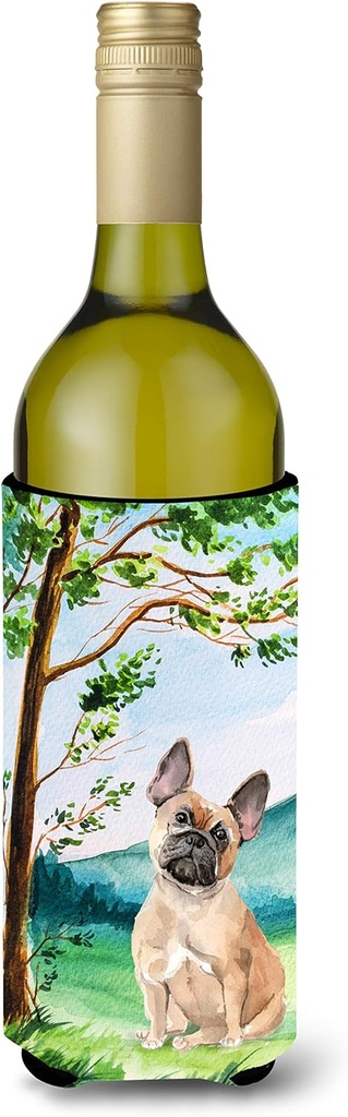 Caroline's Treasures CK2013LITERK Under The Tree Fawn French Bulldog Wine Bottle Hugger Bottle Cooler Sleeve Hugger Machine Washable Collapsible Insulator Beverage Insulated Holder