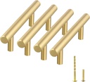 Cabinet Pull Handle 4-Pack Solid Brass Kitchen Gold Cabinet Handles Total Length 15.12-Inchof Cabinet Modern Hardware for Cupboard Bedroom Drawer Bathroom Furniture Door,Brushed Brass Finish.