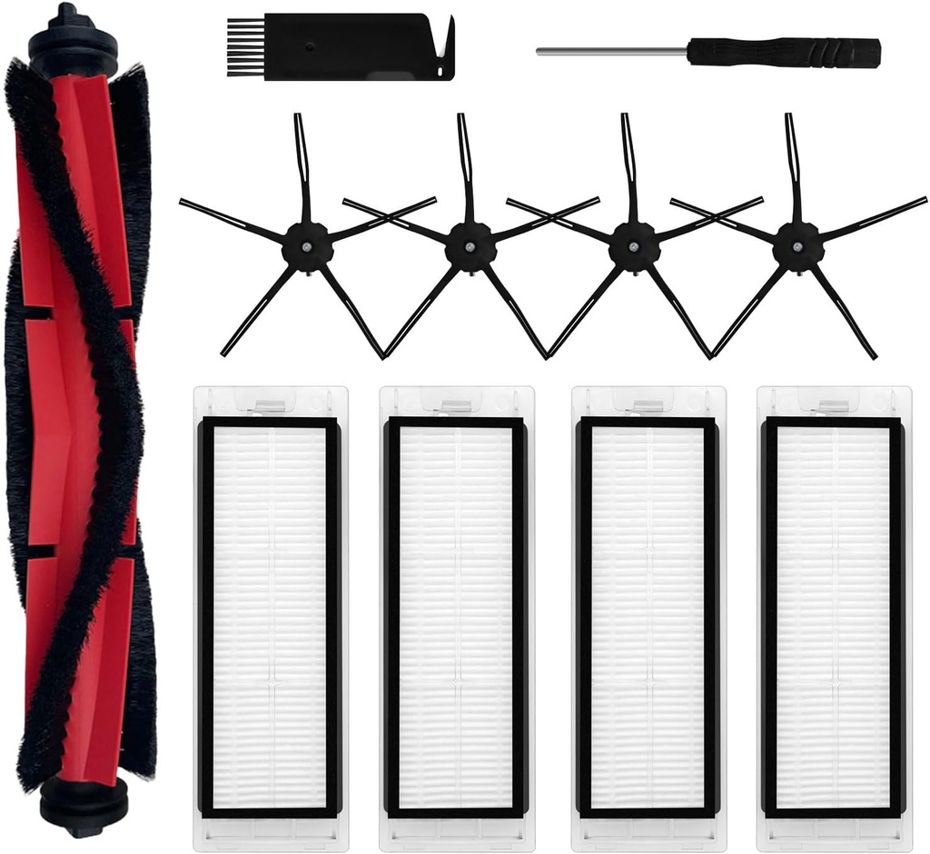 Compatible for Roborock Q5 Replacement Parts, for Q5+, Q5 Plus Robot Vacuum Cleaner Brush Filter Replacement Spare Parts Accessories 1 Main Brush 4 HEPA Filters 4 Side Brushes