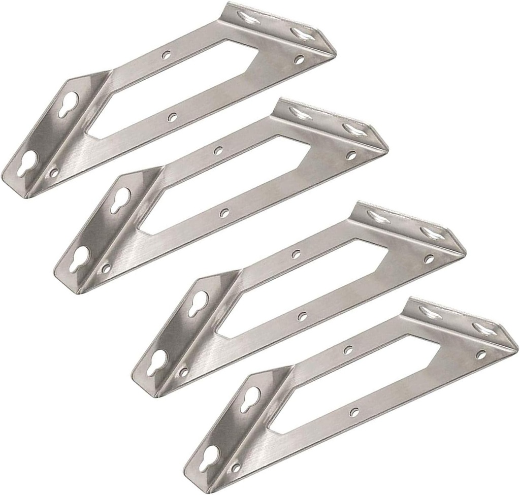 Trapeziform Angle Brackets Multi-Purpose Stainless Steel Corner Braces Large Size - 4pcs