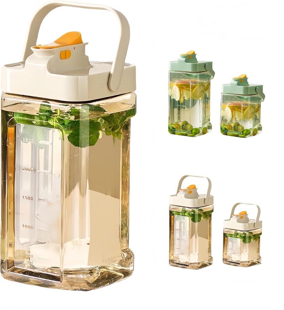 118oz/77oz Large Capacity Iced Beverage Dispenser. Food - grade material, BPA free. With scale markings, one - press open tap, built - in filter. Ideal for home and outdoor use. (White, 118oz)