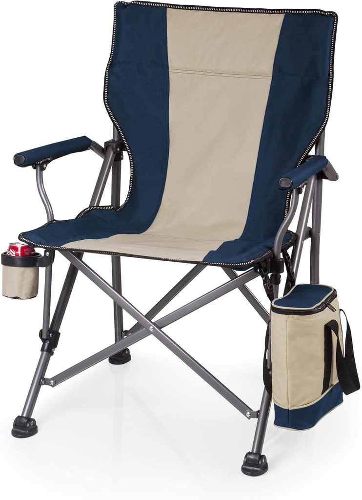 PICNIC TIME Outlander XL Camping Chair with Cooler, Heavy Duty Beach Chair, Outdoor Chair, 400 lb weight capacity, (Blue)