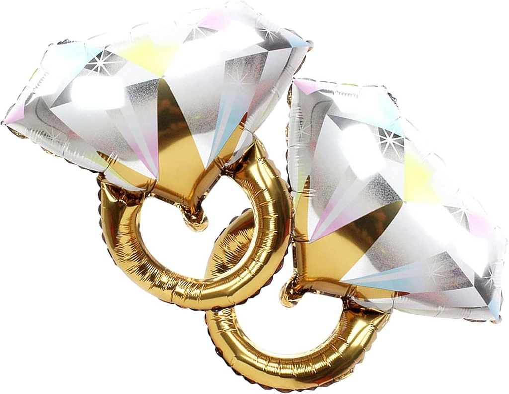 2Pcs Diamond Ring Aluminum Balloon,Wedding Bridal Shower Marriage Engagement Party Supplies