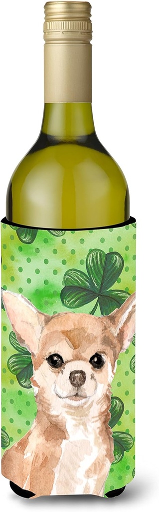 Caroline's Treasures BB9551LITERK Chihuahua St. Patrick's Wine Bottle Hugger Bottle Cooler Sleeve Hugger Machine Washable Collapsible Insulator Beverage Insulated Holder