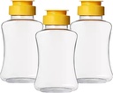 3 Pcs Empty Plastic Honey Squeeze Bottles Universal Honey Bottles with Flip Lid, Leakproof Ketchup Dispenser for Syrups, Mustard, Salad Dressing, Dressing, Cooking Oils