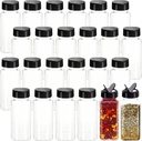 24 Pack 3.5 oz Square Plastic Spice Jars,Seasoning Containers with Black Screw Lids to Pour or Shake,Empty Storage Spice Containers for Spice,Powders,Peppers