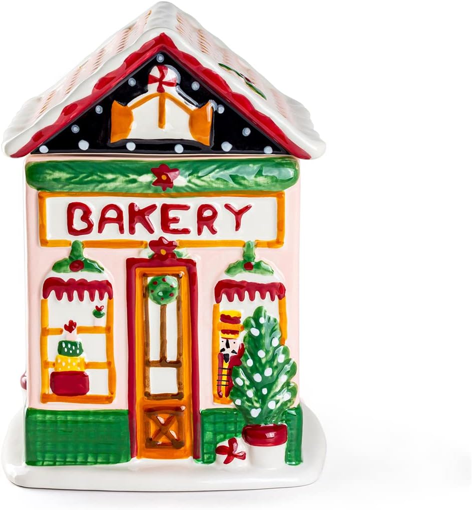 Potter's Studio Bakery House Cookie Jar 2 Qt. Holiday Christmas