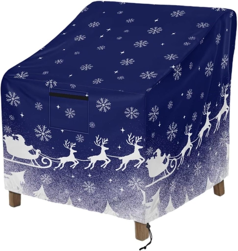 Talayituse Reindeer Snowflake Tree Print Patio Chair Covers Christmas Decor Waterproof Heavy Duty Outdoor Furniture Cover with Air Vents for Lounge Lawn Deep Seat Outdoor Chair, 37"W x 37"D x 36"H