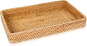 Wicker Storage Basket Rattan Tray Rectangular Wicker Basket Decorative Serving Tray Fruit Baskets Food Serving Holders Woven Baskets for Storage Home Kitchen Restaurant Decor (14.6 x 9 x 2 inches)