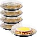 10.8" Catering Trays with Lids [5 Pack], Disposable Pie Carrier with Clear Lid Round Party Trays and Platters for Party Cake Pie Sandwich Cookie (5)