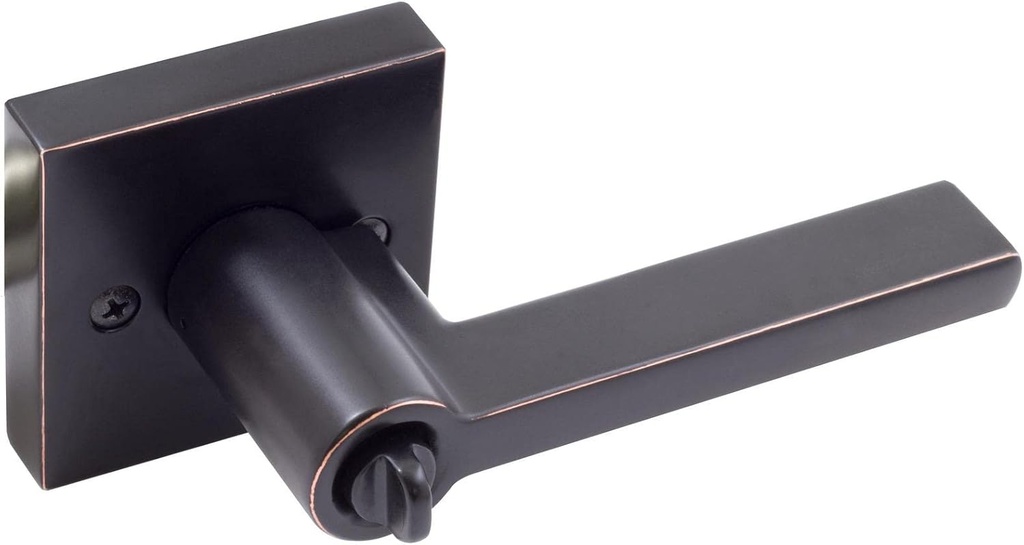 Stone Harbor Hardware Vienna Door Lever with Square Rosette, Entry Latch, KW Keyway, Vintage Bronze