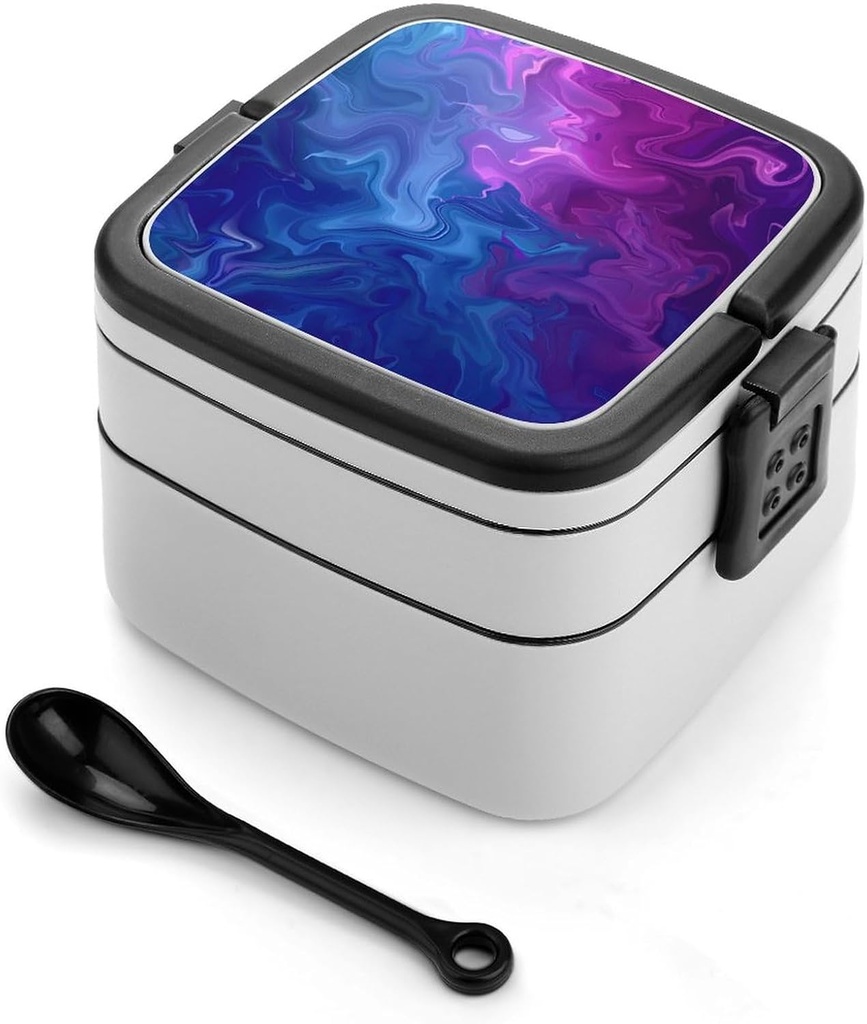 Marble Printed Abstract Art Bento Box with 2 Compartments Adult Lunch Box Lunch Container for Meal Prep Work And Outdoors