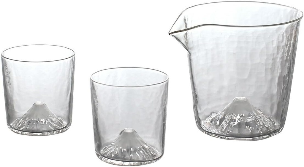 タジマガラス(Tajimaglass) 藍花 Chilled Sake Set, Mount Fuji