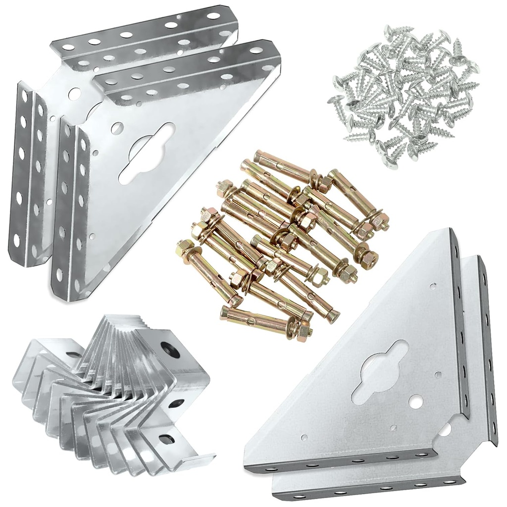 Shed Concrete Anchor Kit for Arrow Shed,Anchor Kit for Storage Garage Barn Foot Peak Roof,Metal Concrete Floor with 4 Steel Corner Gussets, Hold Down Clips, Bolt and Screws