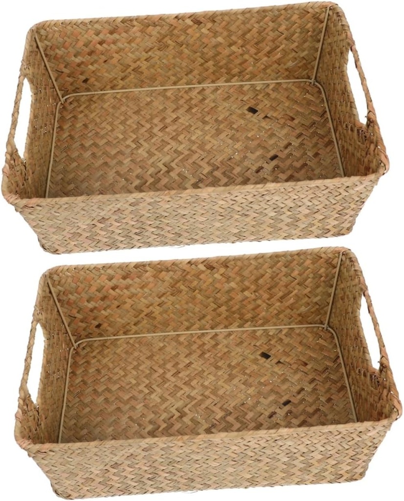 2pcs Sturdy Woven Bread Box Versatile Desktop Holder Decorative Basket for Kitchen Living Room