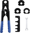 PEX Crimping Tool Set Interchangeable Jaw with 4 Sizes - 1", 1/2", 3/4", 3/8" for Copper Crimp Rings, Includes Go/No-Go Gauge, Complies with ASTM F1807 Standard