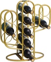 10 Bottles Wine Rack, Decorative Metal Cactus Wine Holder Storage for Countertop, Desktop Wine Bottle Display Rack for Home, Kitchen, Bar, Cellar (Golden)