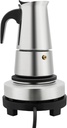 4 Cup 200ml Coffee Pot with Electric Stove, Stainless Steel Moka Espresso Pot Maker, 6.8 oz Induction Italian Coffee Machine for Offices, Restaurants, Lounge Bars, Cafes
