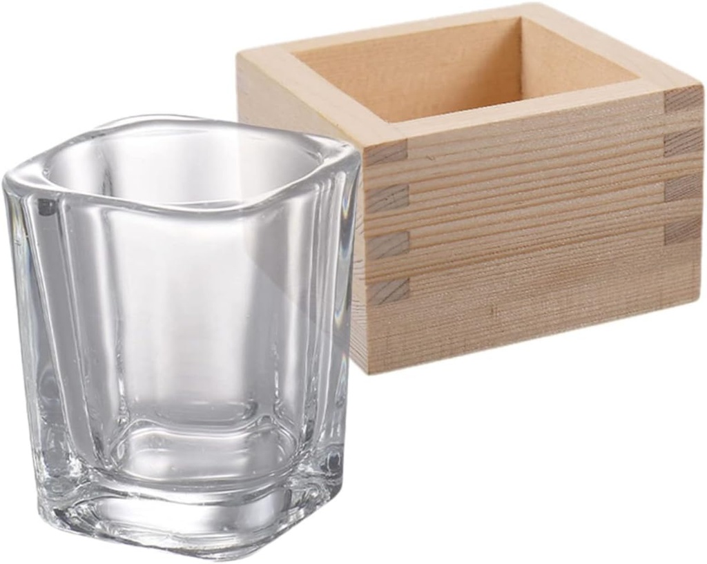 Luxshiny Japanese Sake Cup Set with Wooden Box Traditional Glass Sake Cups 4-Piece Kit for Parties and Gatherings