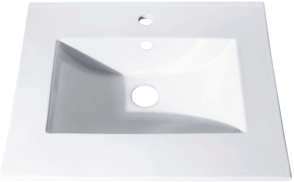 25 in. Vitreous China Top with Integrated Bowl (Single Hole)