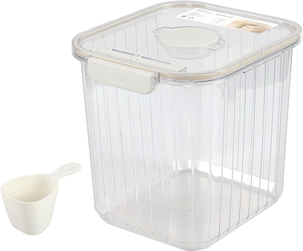 22 Lbs Clear Airtight Rice Dispenser, Cereal Rice Container Bin with Measuring Scoop