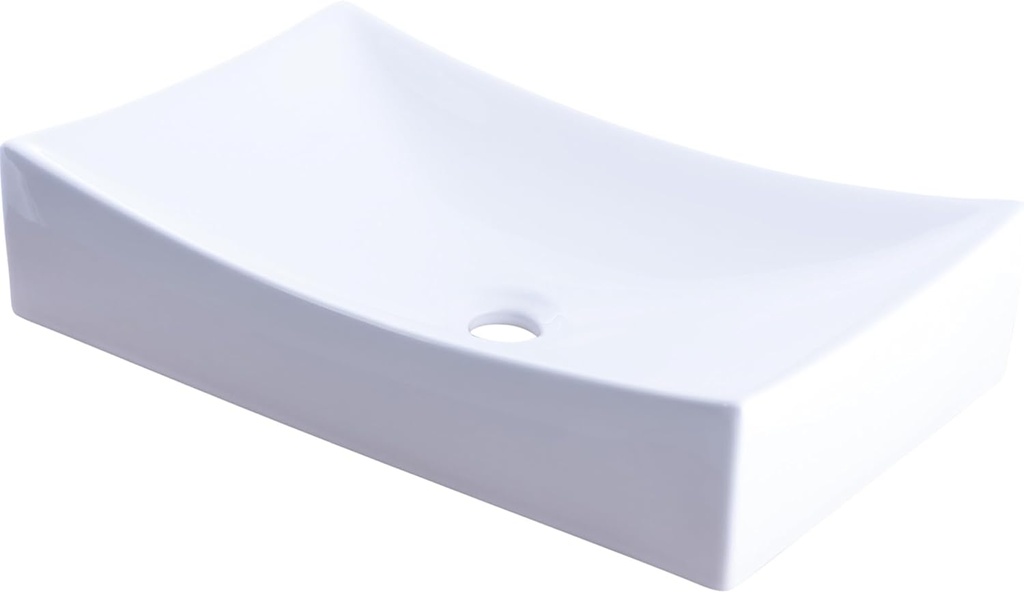Novatto NP-01141 Ceramic Above Counter Rectangular Bathroom Sink, 21.75'' L x 13.75'' W x 3.5'' H, Glossy White