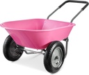 Best Choice Products Dual-Wheel Home Utility Yard Wheelbarrow Garden Cart w/Built-in Stand for Lawn, Gardening, Construction - Pink